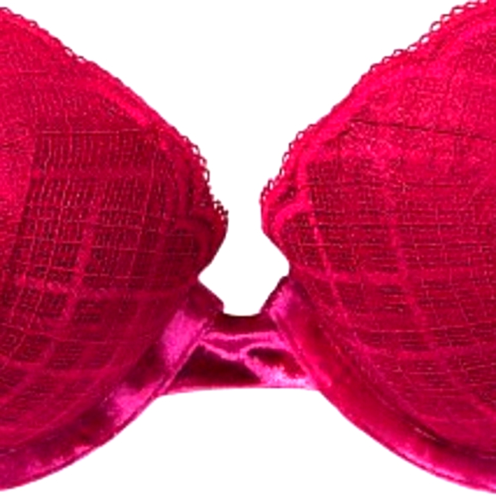 🥀 NWOT VS Dark Fuchsia Plaid Scalloped Underwire Sexy Push-Up Bra - 38D - Picture 11 of 16